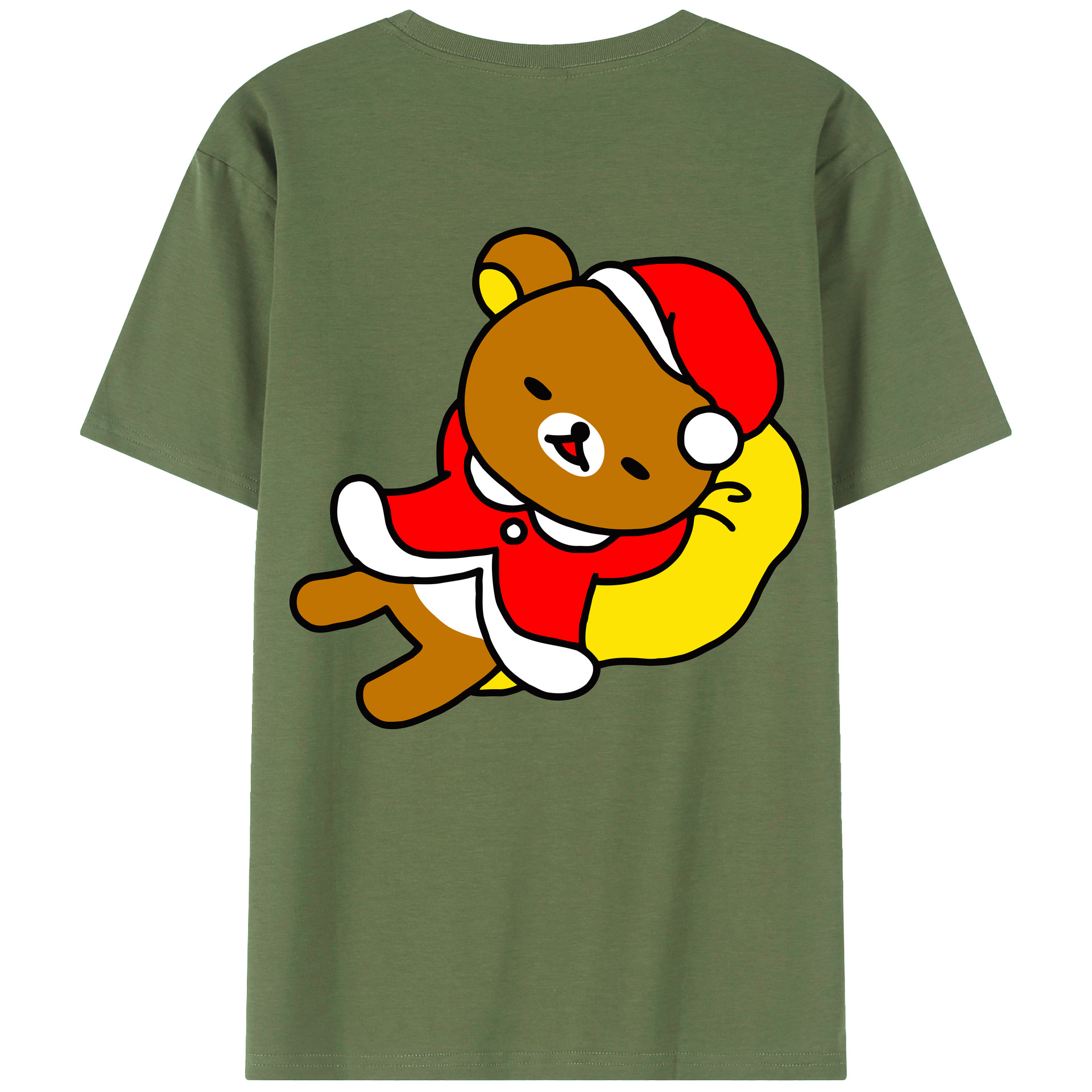 （画像用） リラックマ リラックマ キイロイトリ Rilakkuma Korilakkuma Kiiroitori 綿100％ メンズ半袖Tシャツ（バックプリント） 通気性